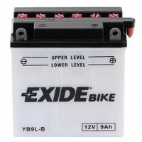 Baterie EXIDE EB9L-B, 12V 9Ah, za sucha nabitá s antisulfační úpravou. Náplň součástí balení.